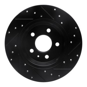 Audi A4 Brake Rotor (1) - Rear Left - R1 Concepts - Drilled & Slotted - Black - `08-`25